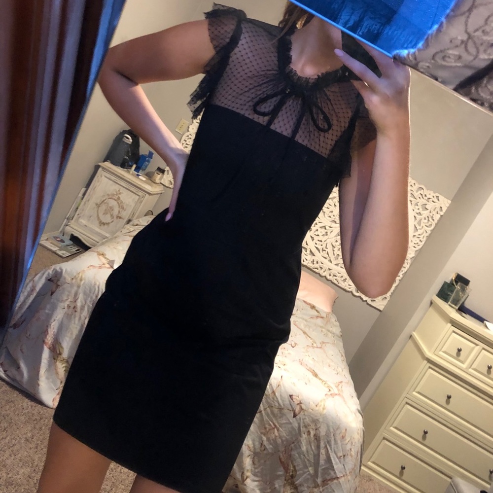 Crimson in Grace Black Mesh Top MIDI dress